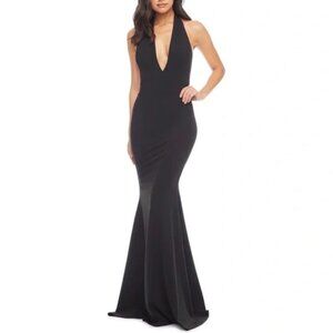 NWT Dress The Population Camden Halter Gown Mermaid Medium M Black
